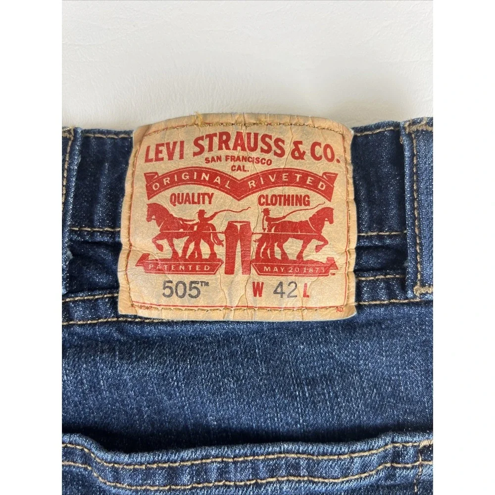 Levis 505 Mens Regular Fit Denim Shorts Medium Wash Blue W42 10
